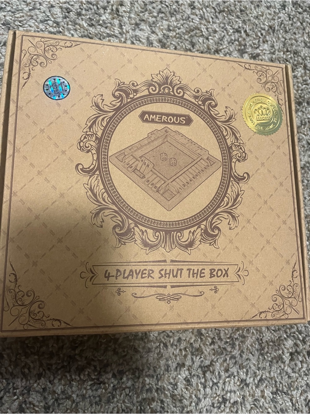 4-Player Shut The Box Board Game - Brown